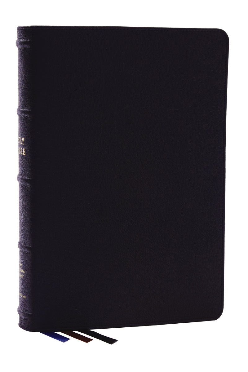 NKJV, Large Print Thinline Reference Bible, Blue Letter, Maclaren Series, Genuine Leather, Black, Thumb Indexed, Comfort Print: Holy Bible, New King James Version