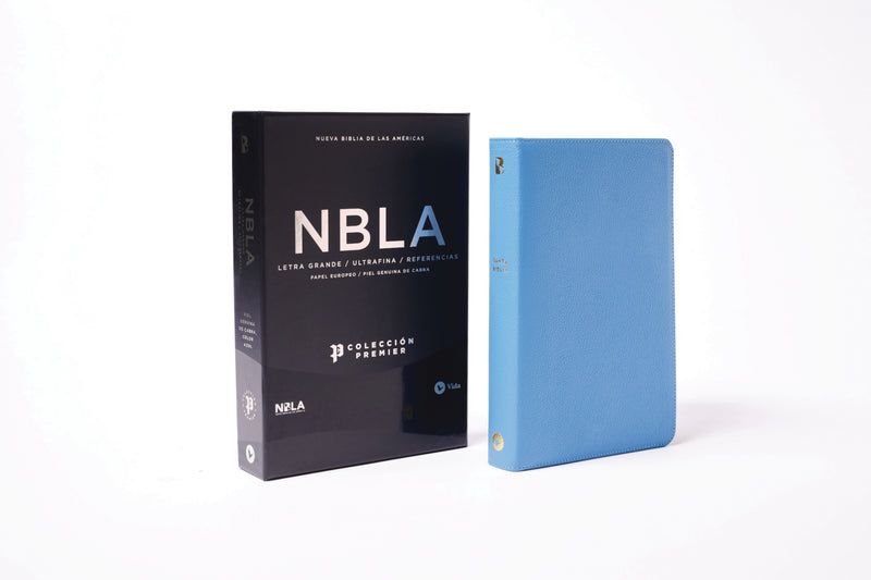 NBLA, Santa Biblia, Ultrafina, Colección Premier, Letra grande, Piel de cabra, Azul
