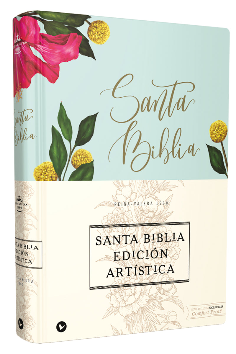 RVR60, Santa Biblia, Edición Artística, Tapa Dura/Tela, Floral, Arte con bordes dorados, Palabras de Jesús en Rojo, Comfort Print