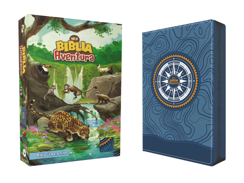NBLA, Biblia Aventura, Interior a color, Leathersoft, Azul, con Cierre, Comfort Print