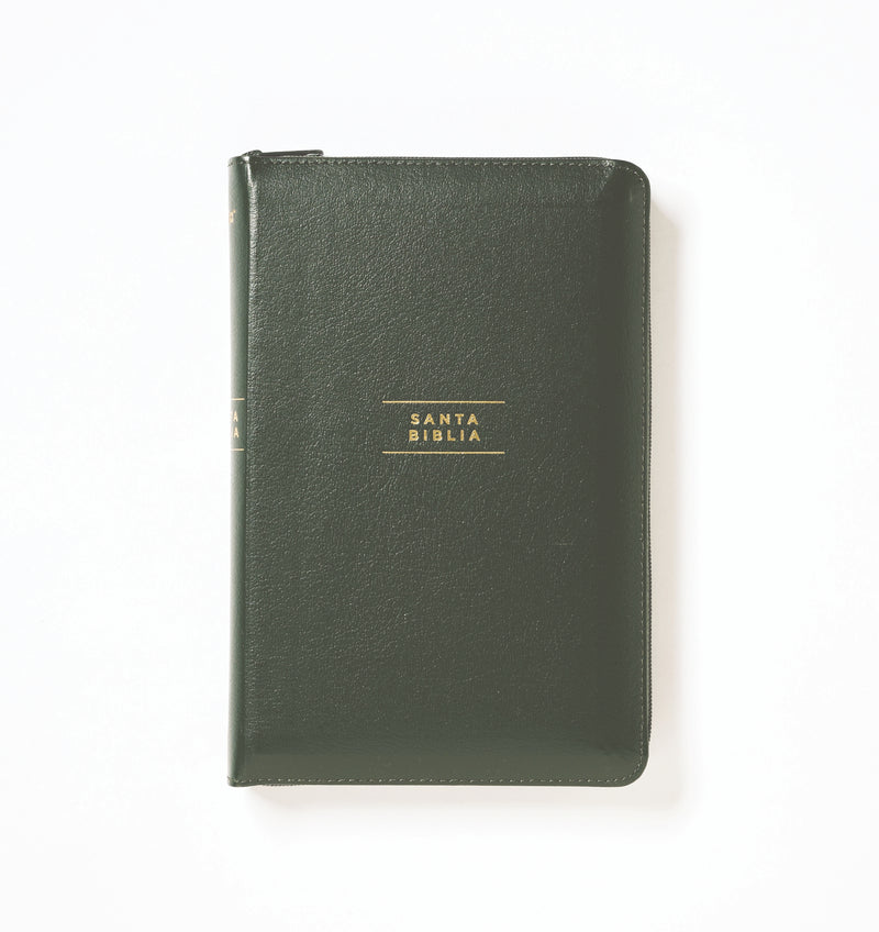 NVI, Santa Biblia, Revisión 2022, Ultrafina, Tamaño compacto, Piel Reciclada, Verde, con Cierre, Palabras de Jesús en Rojo, Comfort Print