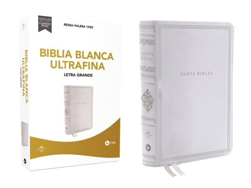 RVR60, Santa Biblia, Letra Grande, Bodas, Bautismo, Presentación/Dedicación y Cumpleaños, Leathersoft, Blanco, Comfort Print