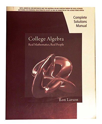 College Mathematics: Real Mathematics, Real People Complete Solutions Manual [Paperback] Cengage Learning