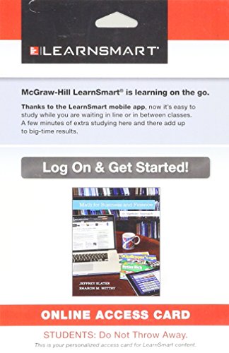 Learnsmart Access Card For Math For Business & Finance An Algebraic Approach