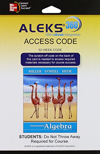 Aleks 360 Access Card 52 Weeks For Intermediate Algebra Softcover 3e