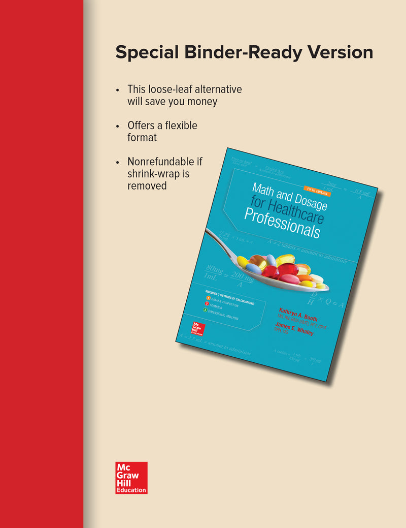Loose Leaf For Math & Dosage Calculations For Healthcare Professionals 5e