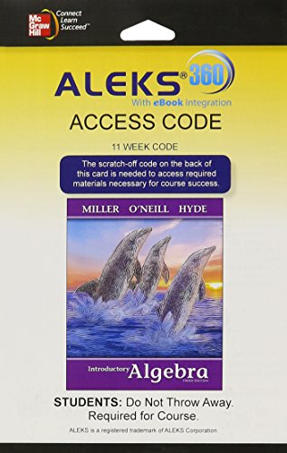 Aleks 360 Access Card 11 Weeks For Introductory Algebra 3e