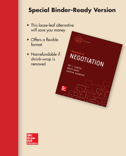 Loose Leaf For Essentials Of Negotiation 6e