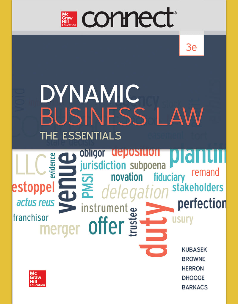 Connect 1 Semester Access Card For Dynamic Business Law The Essentials 3e