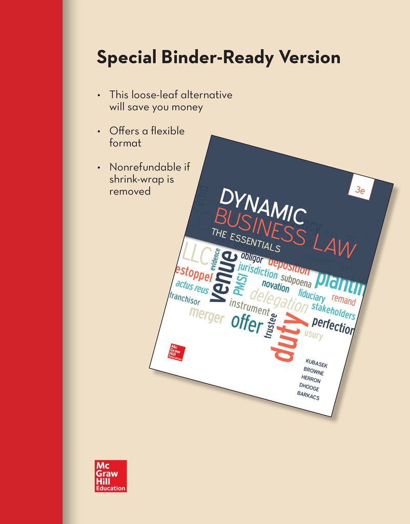 Loose Leaf For Dynamic Business Law The Essentials 3e