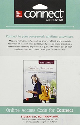 Connect 1 Semester Access Card For Mcgraw Hills Taxation Of Individuals 2016 Edition 7e