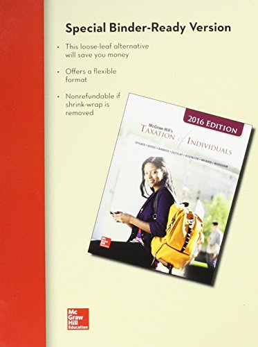 Loose Leaf For Mcgraw Hills Taxation Of Individuals 2016 Edition With Connect 7e