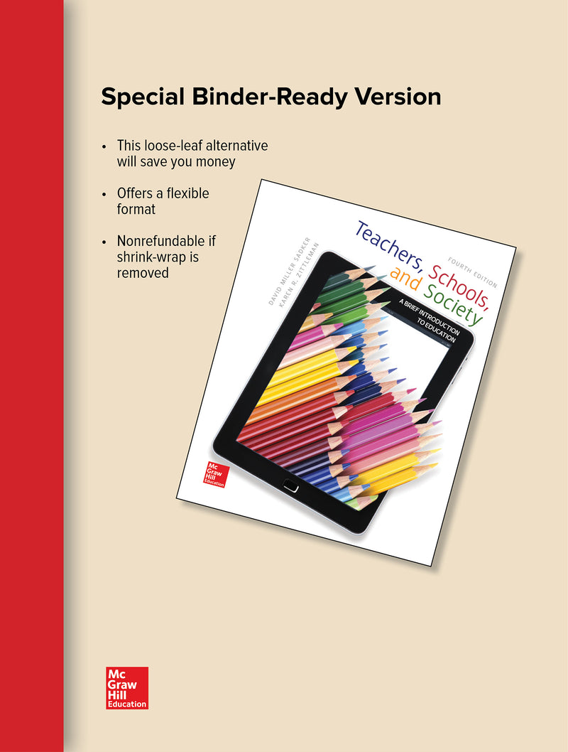 Loose Leaf For Teachers Schools & Society With Connect Access Card  4e