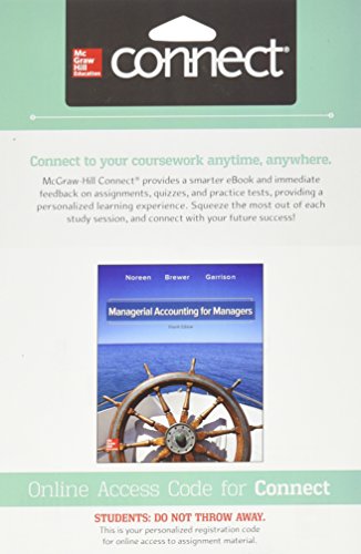 Connect 1 Semester Access Card For Managerial Accounting For Managers 4e