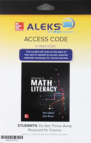 Aleks 360 For Pathways To Math Literacy 18 Weeks Access Card