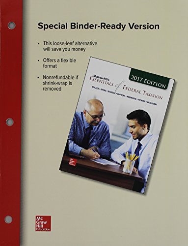Gen Combo Ll Mcgraw Hills Essentials Of Federal Taxation 2017; Connect Ac 8e