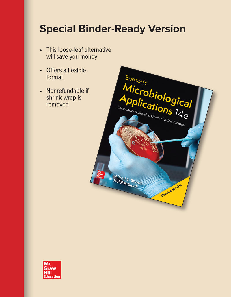 Loose Leaf Version For Bensons Microbiological Applications Concise Version