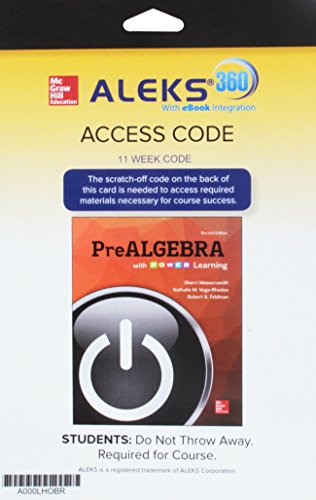 Aleks 360 Access Card 11 Weeks For Prealgebra With P.o.w.e.r Learning 2e