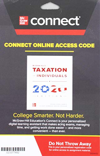 Connect Access Card For Mcgraw Hills Taxation Of Individuals 2020 Edition