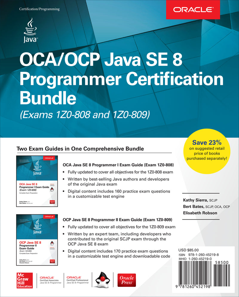 Oca Ocp Java Se 8 Programmer Certification Bundle Exams 1z0 808 & 1z0 809