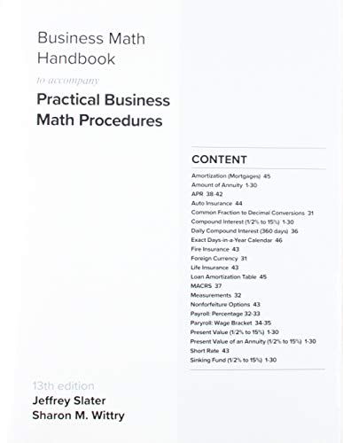 Business Math Handbook For Practical Business Math Procedures