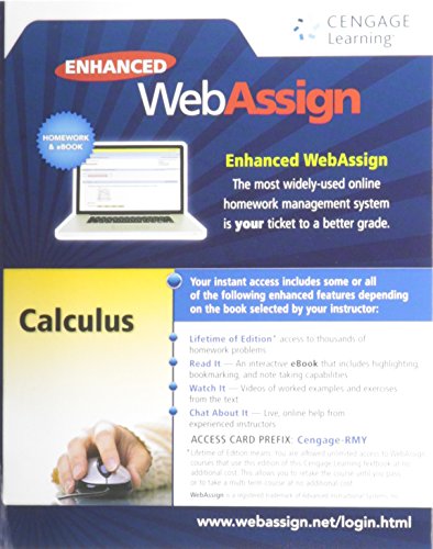 WebAssign Printed Access Card for Calculus, Multi-Term Courses, Life of Edition