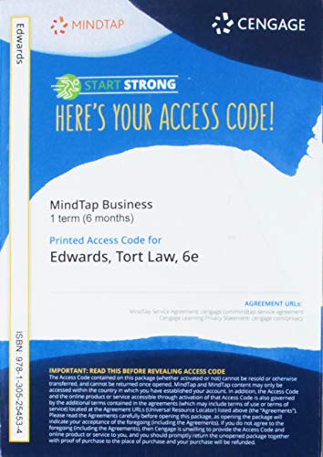 MindTap Paralegal, 1 term (6 months) Printed Access Card for Edwards Tort Law, 6th