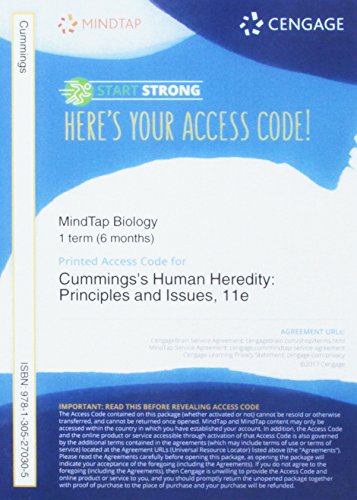 MindTap Biology, 1 term (6 months) Printed Access Card for Cummings' Human Heredity: Principles and Issues, 11th
