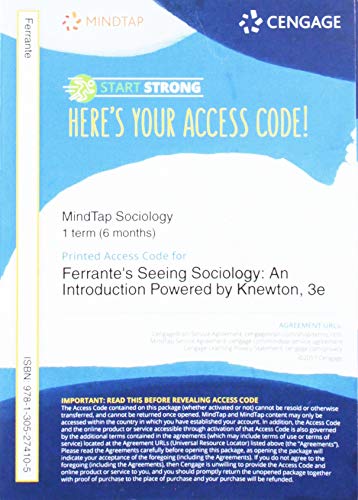MindTap Sociology, 1 term (6 months) Printed Access Card for Ferrante's Seeing Socioloogy: An Introduction, 3rd