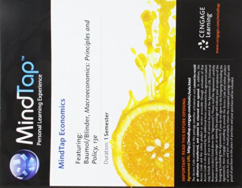 MindTap Economics, 1 term (6 months) Printed Access Card for Baumol/Blinder's Macroeconomics: Principles and Policy, 13th