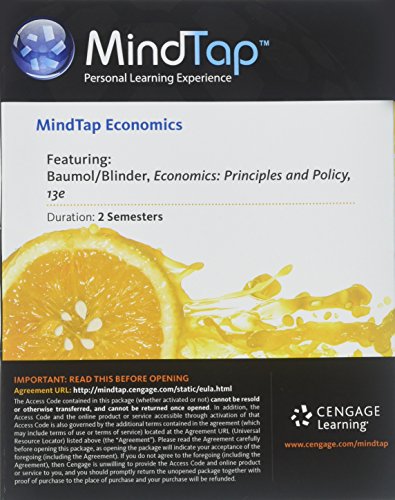 MindTap Economics, 2 terms (12 months) Printed Access Card for Baumol/Blinder's Economics: Principles and Policy, 13th