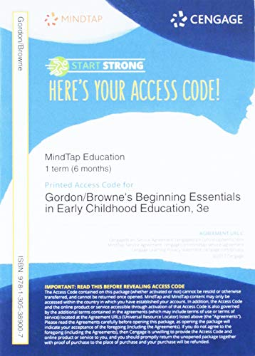 MindTap Education, 1 term (6 months) Printed Access Card for Gordon/Williams Browne's Beginning Essentials in Early Childhood Education, 3rd