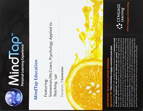 MindTap Education, 1 term (6 months) Printed Access Card for Snowman/McCown's Psychology Applied to Teaching, 14th