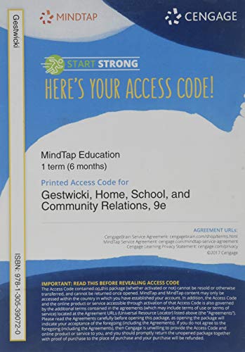 MindTap Education, 1 term (6 months) Printed Access Card for Gestwicki's Home, School, and Community Relations, 9th