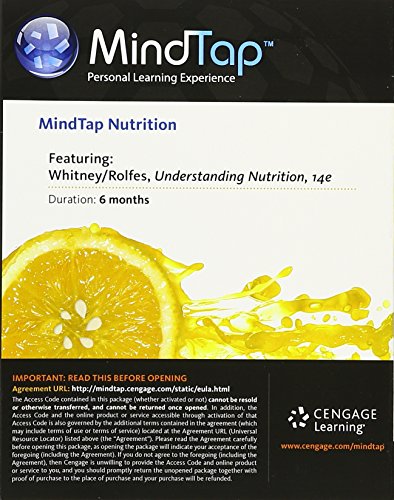 MindTap Nutrition, 1 term (6 months) Printed Access Card for Whitney/Rolfes Understanding Nutrition