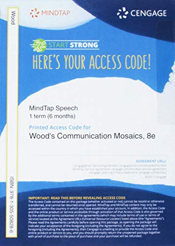 MindTap Speech, 1 term (6 months) Printed Access Card for Wood's Communication Mosaics: An Introduction to the Field of Communication, 8th