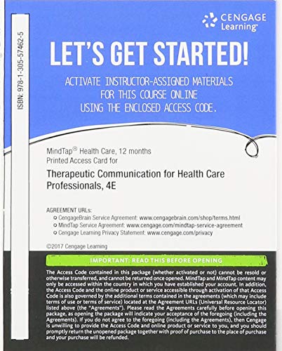 MindTap Basic Health Sciencs, 2 terms (12 months) Printed Access Card for Tamparo/Lindh's Therapeutic Communications for Health Care Professionals, 4th