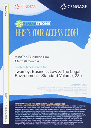 MindTap Business Law, 1 term (6 months) Printed Access Card for Anderson's Business Law and the Legal Environment, Standard Volume, 23rd