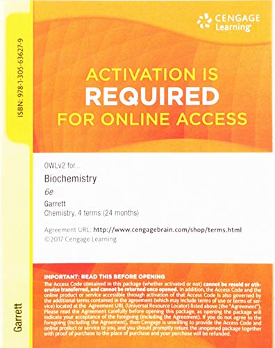 OWLv2, 4 terms (24 months) Printed Access Card for Garrett/Grisham's Biochemistry Technology Update, 6th