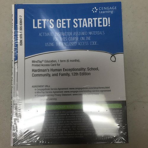 MindTap Education, 1 term (6 months) Printed Access Card for Hardman/Egan/Drew's Human Exceptionality: School, Community, and Family, 12th