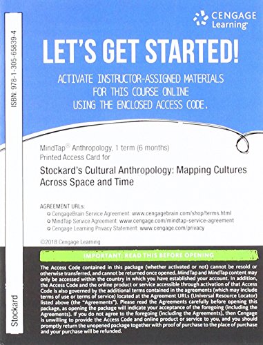 MindTap Anthropology, 1 term (6 months) Printed Access Card for Stockard/Blackwood's Cultural Anthropology: Mapping Cultures Across Space and Time