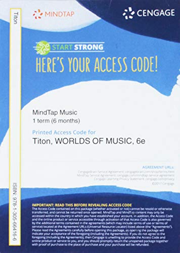 MindTap Music, 1 term (6 months) Printed Access Card for Titon's Worlds of Music: An Introduction to the Music of the World's Peoples, 6th