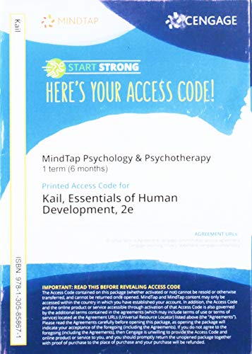 MindTap Psychology, 1 term (6 months) Printed Access Card for Kail/Cavanaugh Essentials of Human Development, 2nd