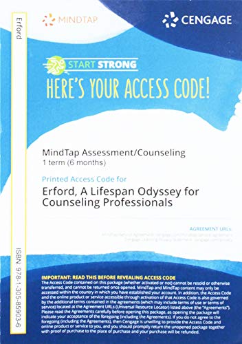 MindTap Counseling, 1 term (6 months) Printed Access Card for Erford's An Advanced Lifespan Odyssey for Counseling Professionals