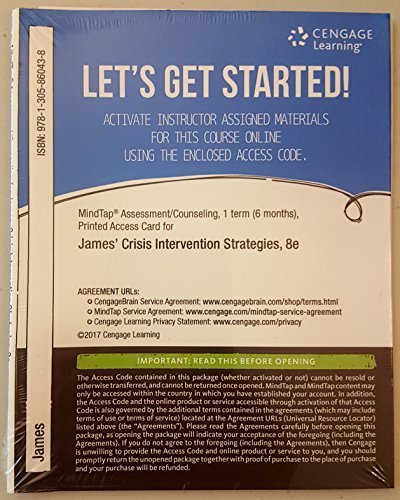 MindTap Counseling, 1 term (6 months) Printed Access Card for James/Gilliland's Crisis Intervention Strategies