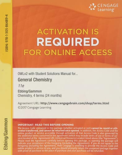 OWLv2 with Student Solutions Manual eBook, 4 terms (24 months) Printed Access Card for Ebbing/Gammon's General Chemistry, 11th