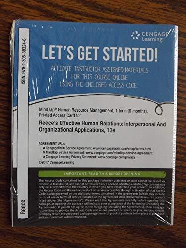 MindTap Management, 1 term (6 months) Printed Access Card for Reece/Reece's Effective Human Relations: Interpersonal And Organizational Applications, 13th