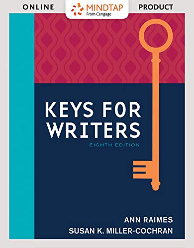 MindTap English, 2 terms (12 months) Printed Access Card for Raimes/Miller-Cochran's Keys for Writers, 8th