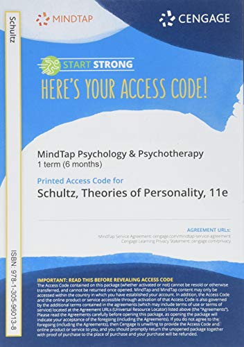 MindTap Psychology, 1 term (6 months) Printed Access Card for Schultz/Schultz's Theories of Personality, 11th