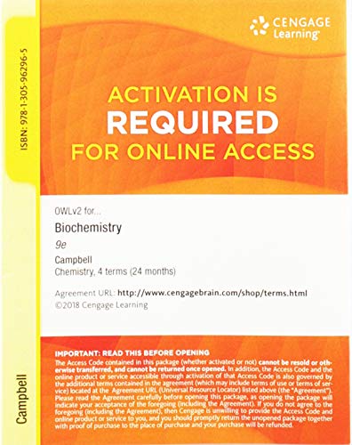 OWLv2, 4 terms (24 months) Printed Access Card for Campbell/Farrell/McDougal's Biochemistry, 9th